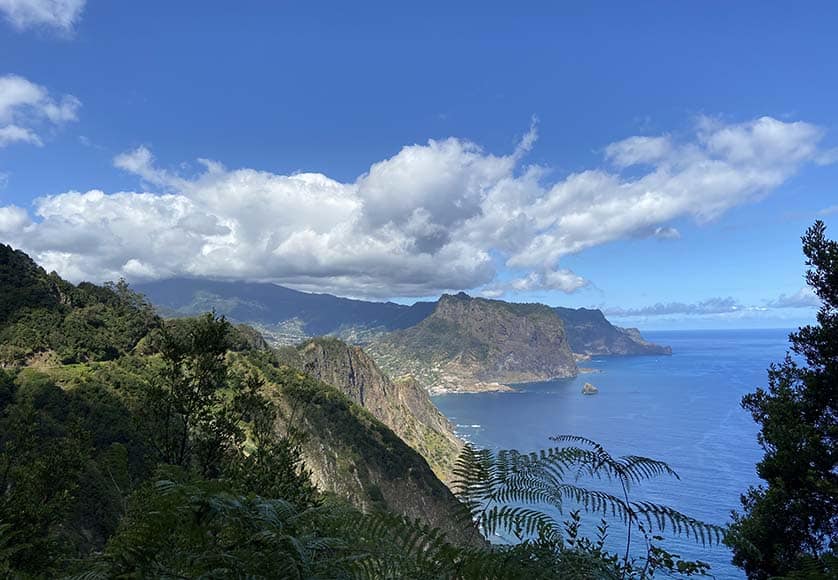View from the coastal path|Dramatic landscapes in Madeira|Levada do Castelejo|Spectacular views in Madeira|Himalayan ginger plant|Levada do Castelejo|Along the Levada dos Tornos