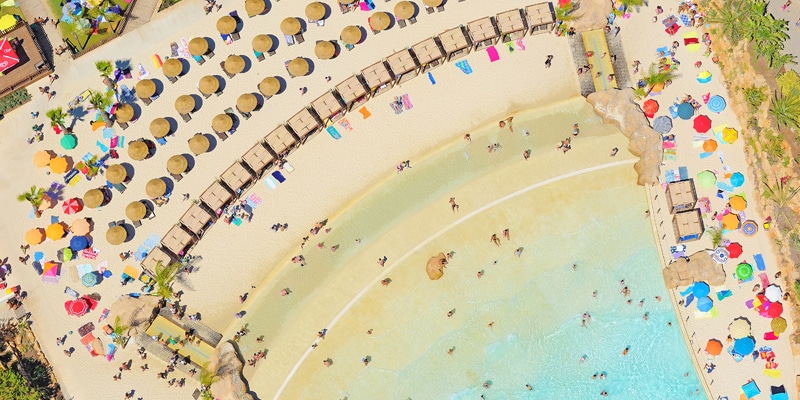 Aerial view of the Zoomarine beach
