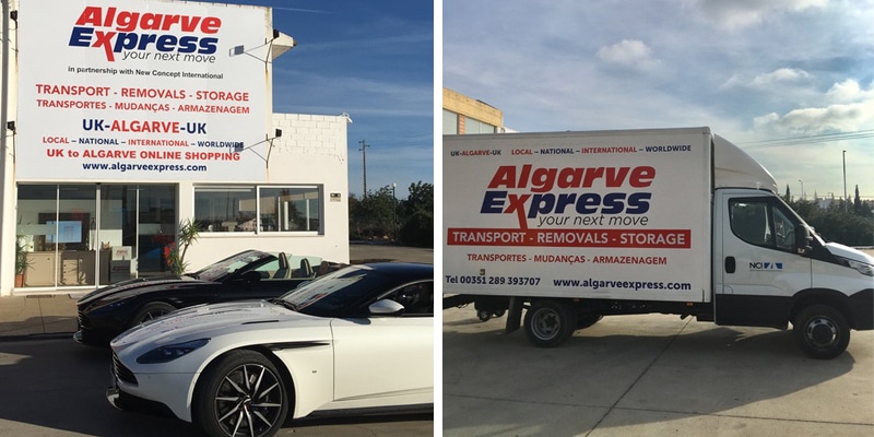 Office front and vans of Algarve Express Transport & Removals