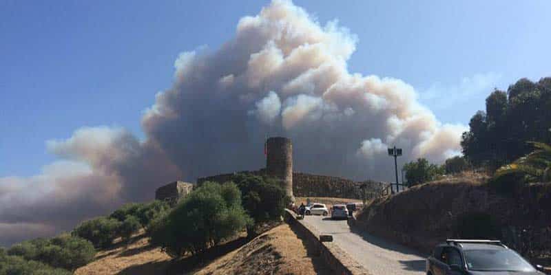 Seven planes battle wildfire near Vale da Telha, Aljezur