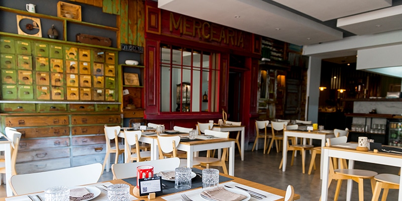 View of the inside of chef Vitor Veloso's new Aurora Restaurant in Loulé
