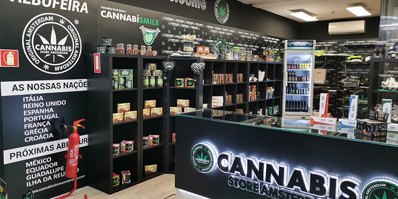 View of the inside of one of the Cannabis Store Amsterdam in the Algarve