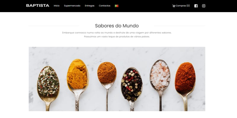 A print screen of Baptista’s website