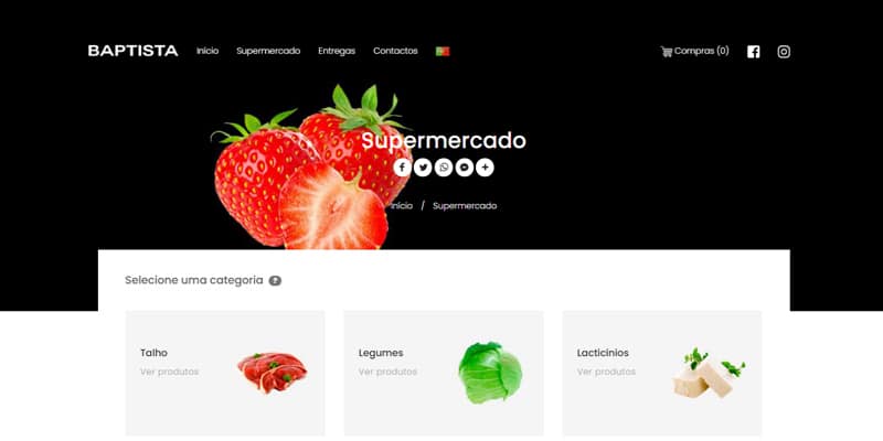 A print screen of Baptista’s website