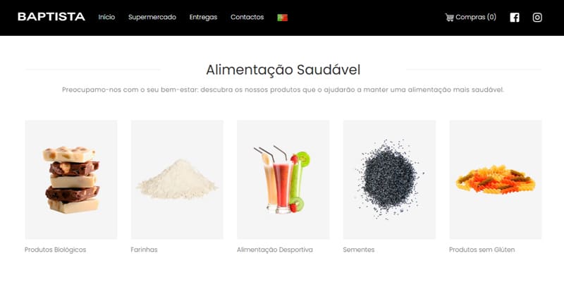 A print screen of Baptista’s website