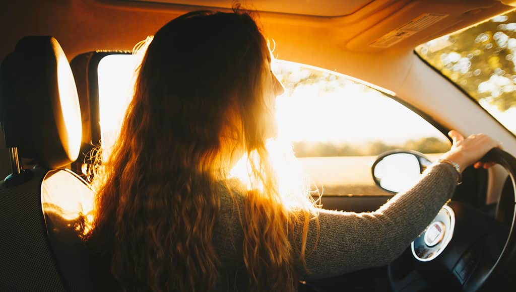 woman driving a car
