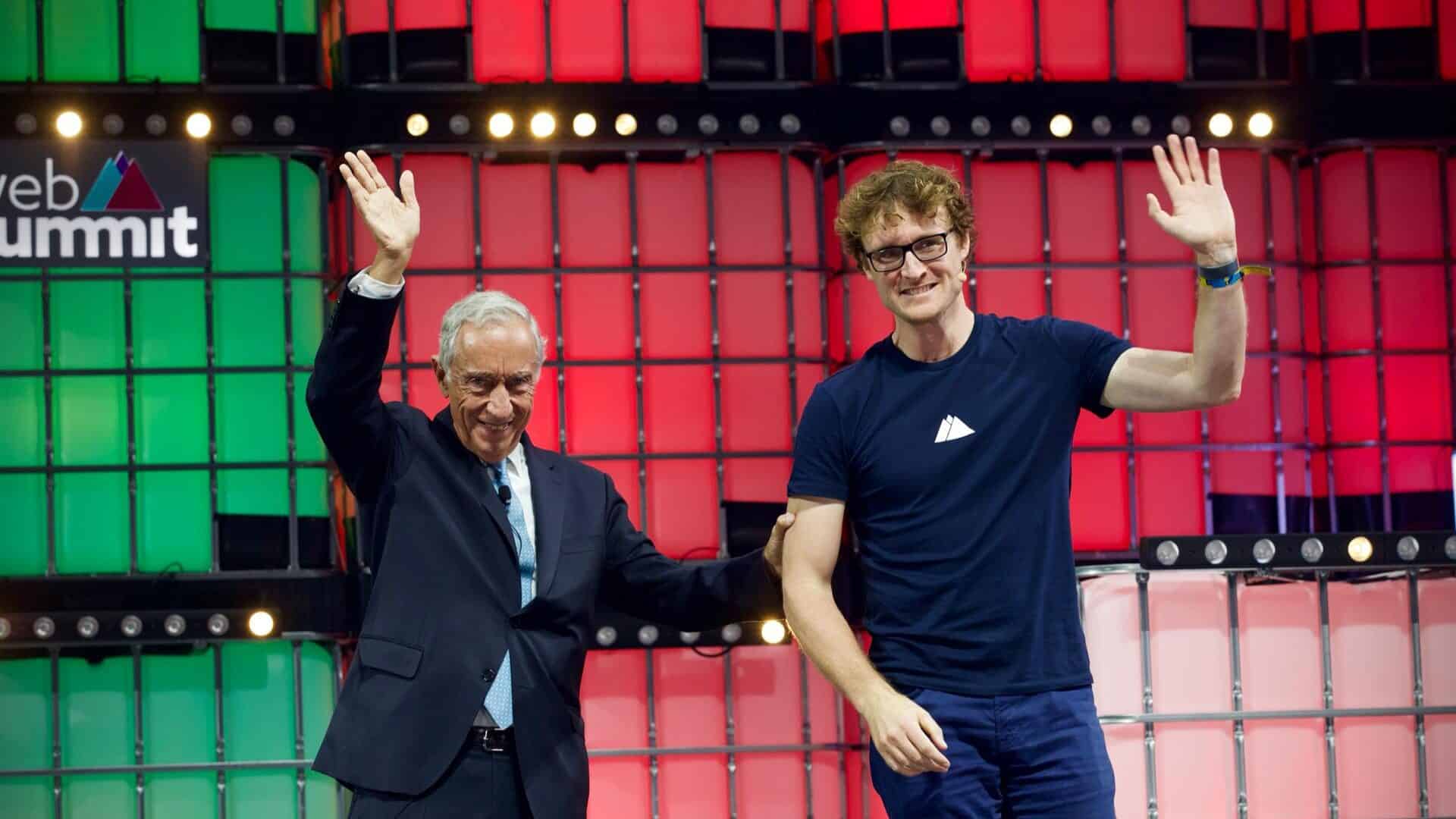 In much happier days: President Marcelo and Paddy Cosgrave at the Lisbon Web Summit of 2021. Image: Hugo Amaral/ ECO