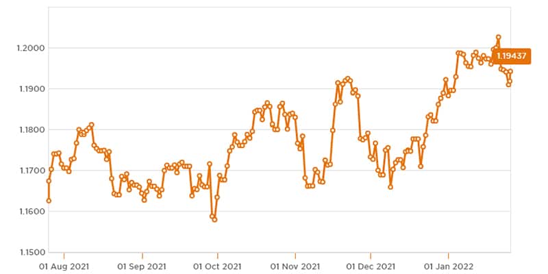 Currency graph from August 2021 to January 2022