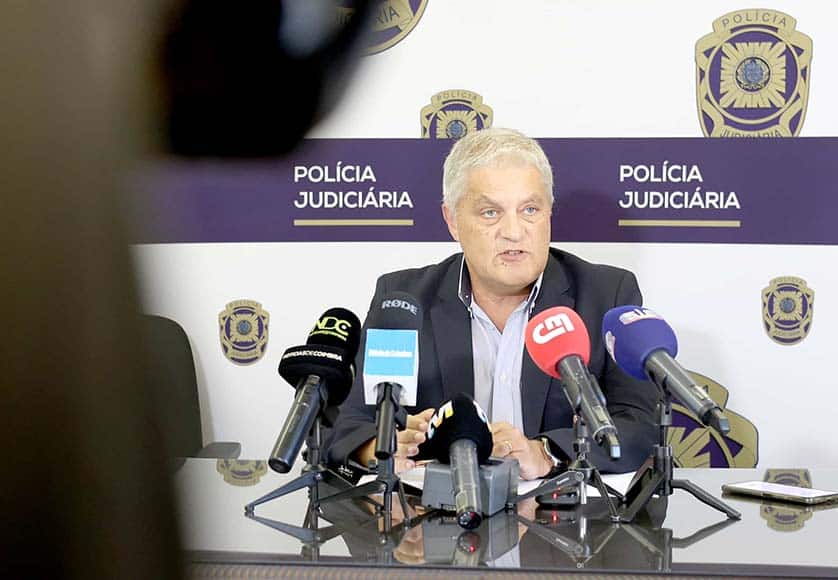 PJ police give press conference following Mr Gomes' arrest. Image: Lusa