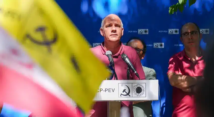 Paulo Raimundo yesterday. Image: Hugo Delgado/ Lusa