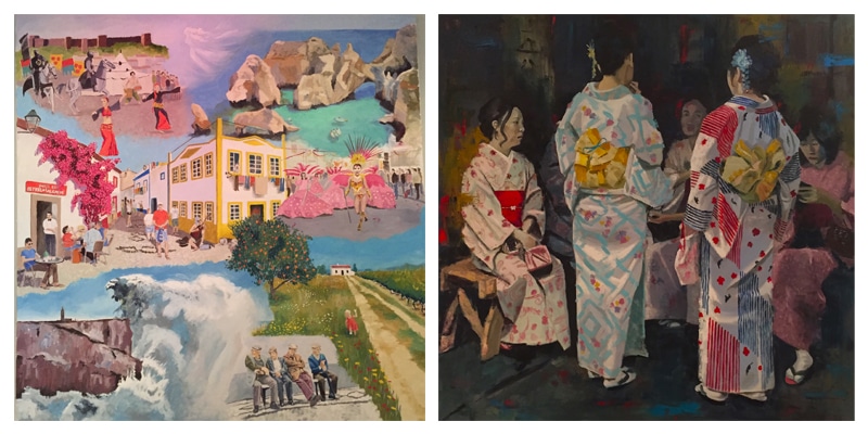 Two paintings by Karen Wride of First Class Art gallery