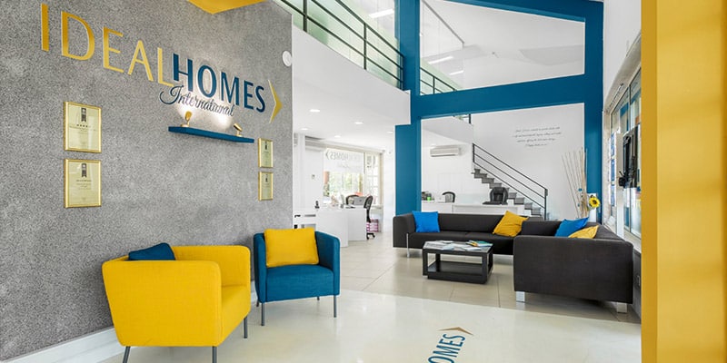 View of the inside of Ideal Homes office|International Property Awards 2021 winners' stamp
