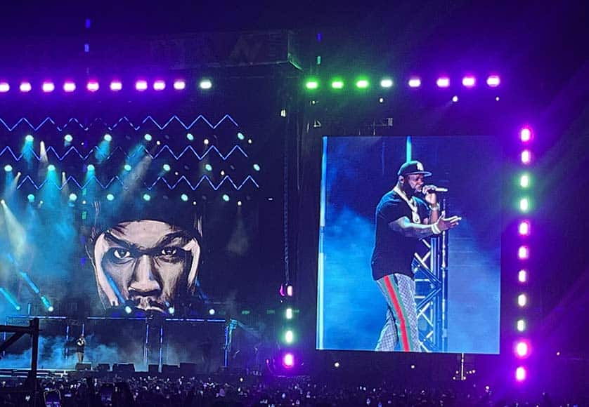 Friday’s headliner 50 Cent – Photo: BEATRIZ MAIO/OPEN MEDIA GROUP|Burna Boy performing in Praia da Rocha on the first day of Afro Nation – Photo: Afro Nation 2023 / Final Version|Afro Nation festival|Afro Nation festival
