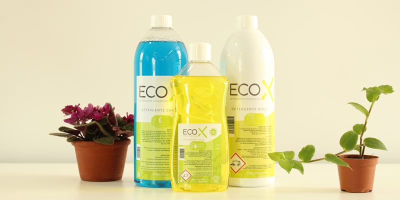 Several bottles of the new nationally produced and 100% eco-friendly detergents available at Lagos Intermarché|