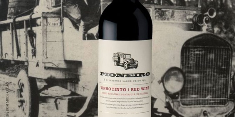 Photo of a bottle of Pioneiro, a Portuguese wine that is available exclusively at Intermarché shops|