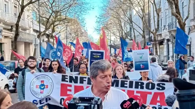 Nurses protest outside the Prime Minister's official residence