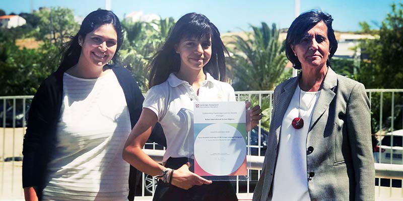 Leonor, 15, receives Outstanding Cambridge Learner Award