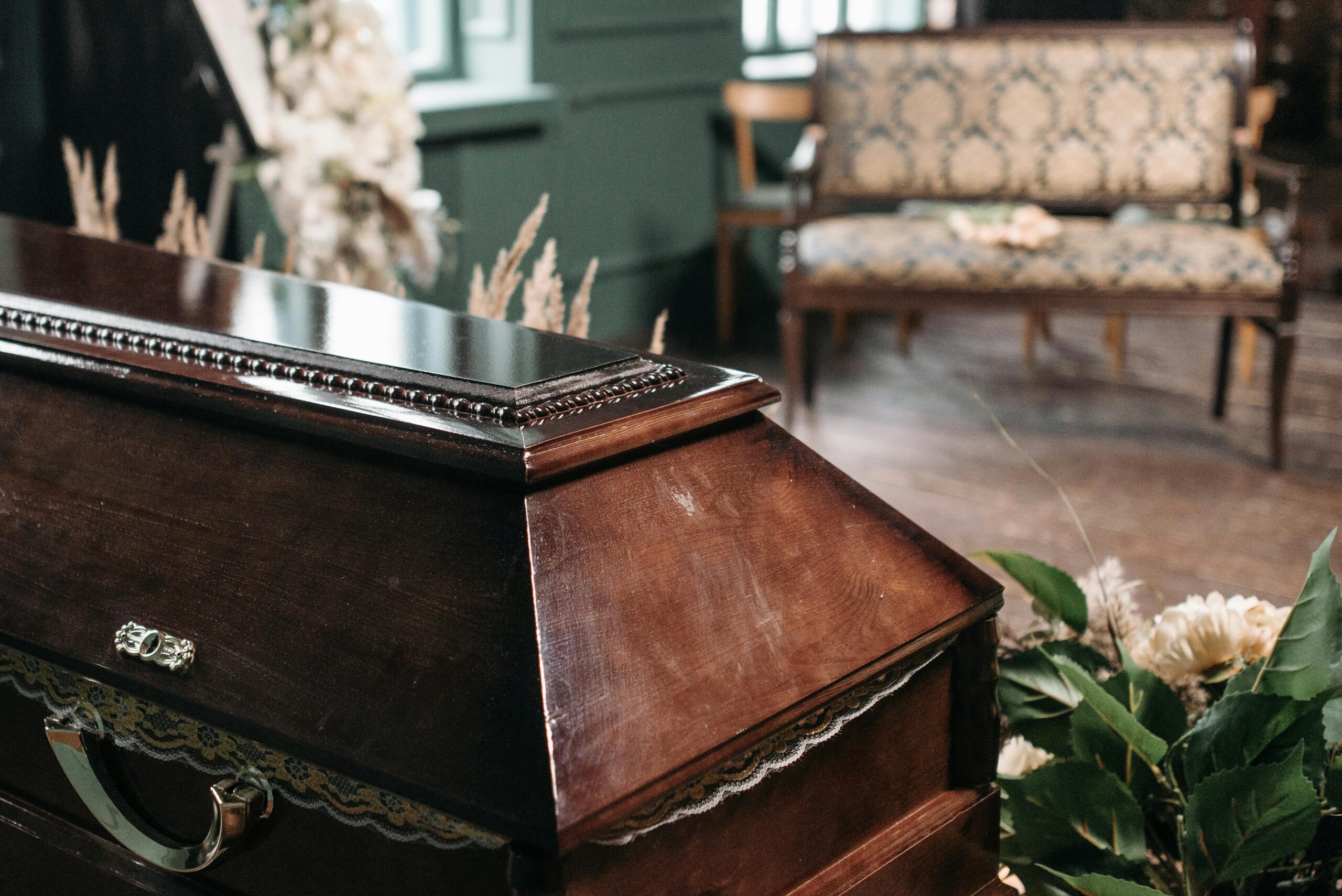 coffin in funeral home