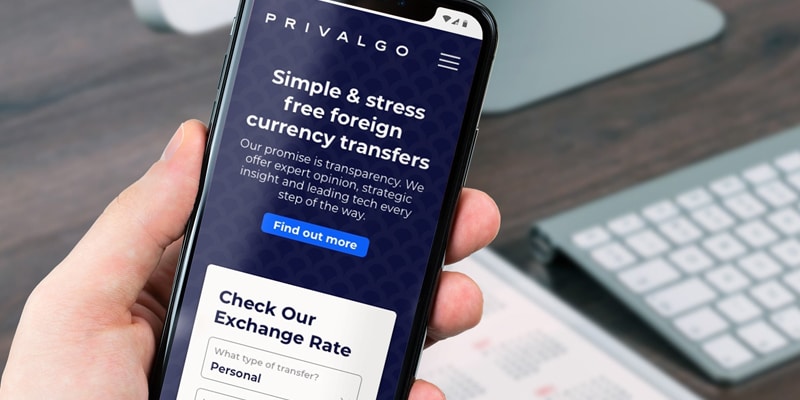 cellphone with privalgo website open on the device