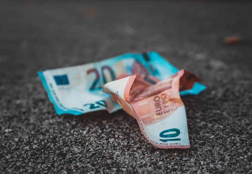 euro notes on the floor