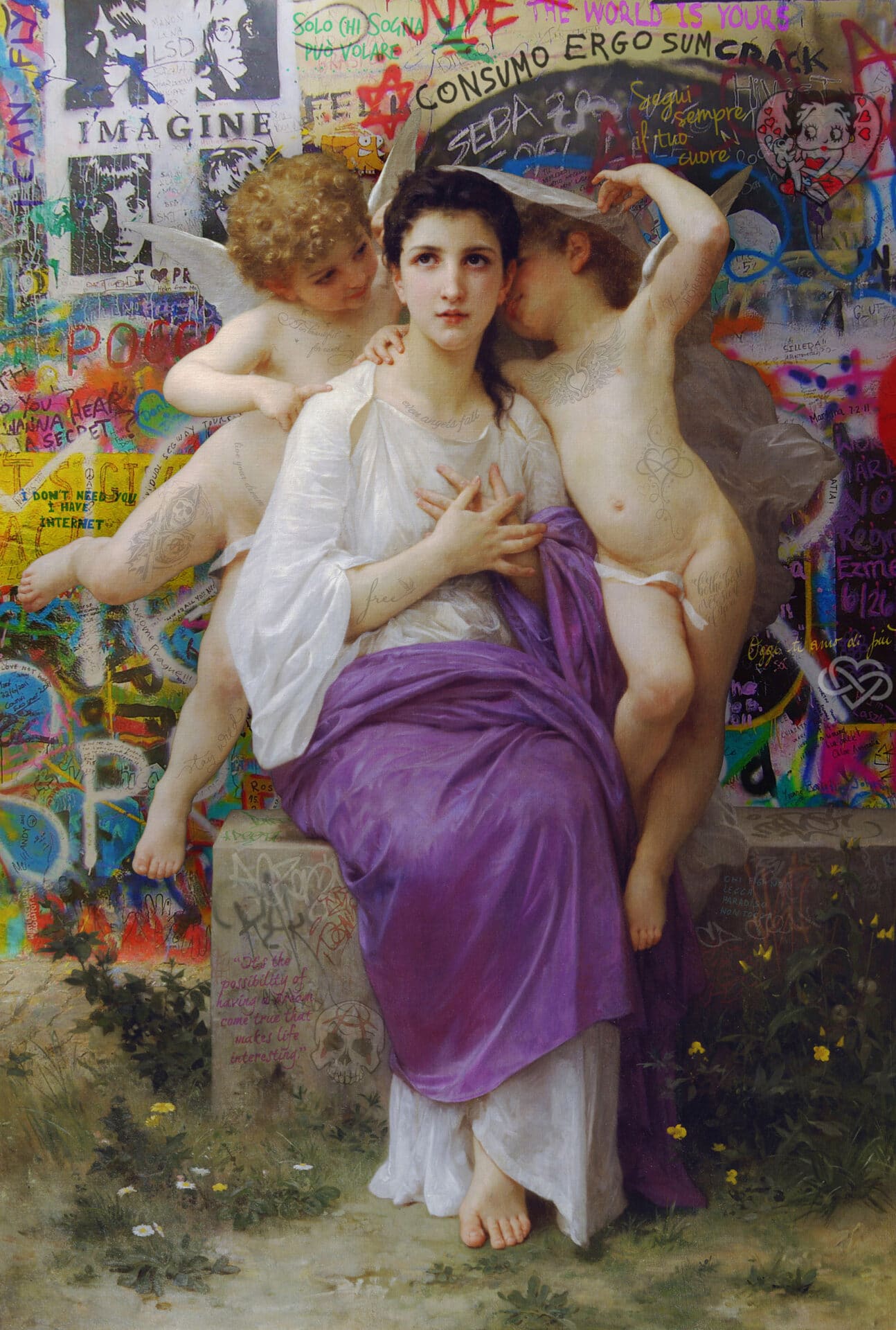 The provocative work of Marco Battaglini brings together classical and urban art motifs