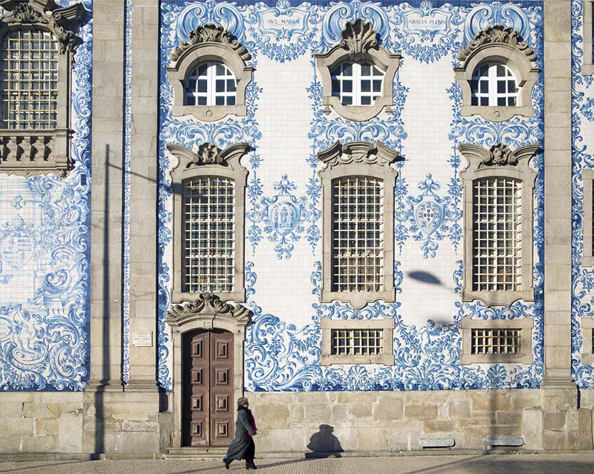 Porto, Portugal - December 30, 2016: Side view of Carmo church in Porto. Built in the 18th century the church is an amazing example of the baroque architecture.