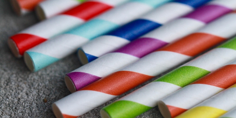 colourful paper straws|paper straws on a bottle|paper straw on a yogurt bottle