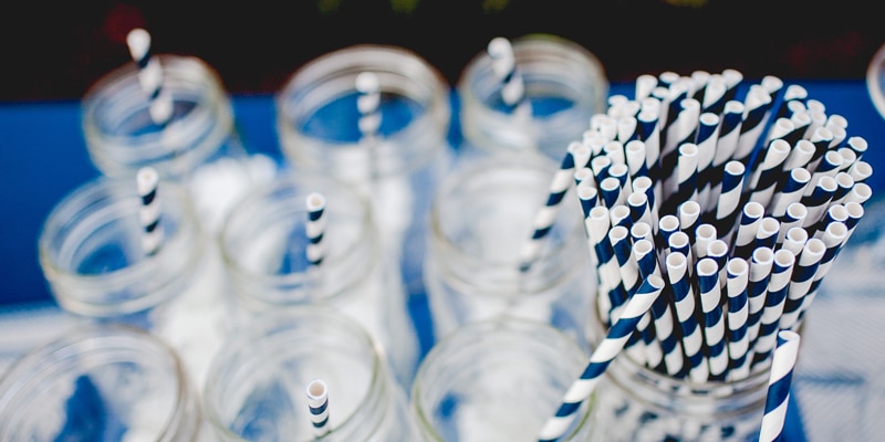 paper straws on a bottle