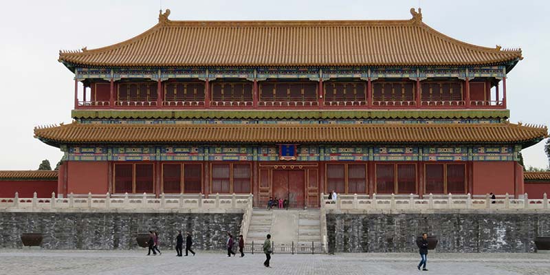 The Hall of Supreme Harmony in The Forbidden City, used by Emperors for major occasions, and containing an ornate throne