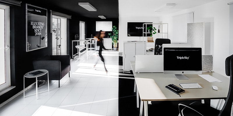 Partial view of the inside of TripleSky Agency office in Faro|Bruno Fonseca and Patrícia Ponte, founders of TripleSky Agency