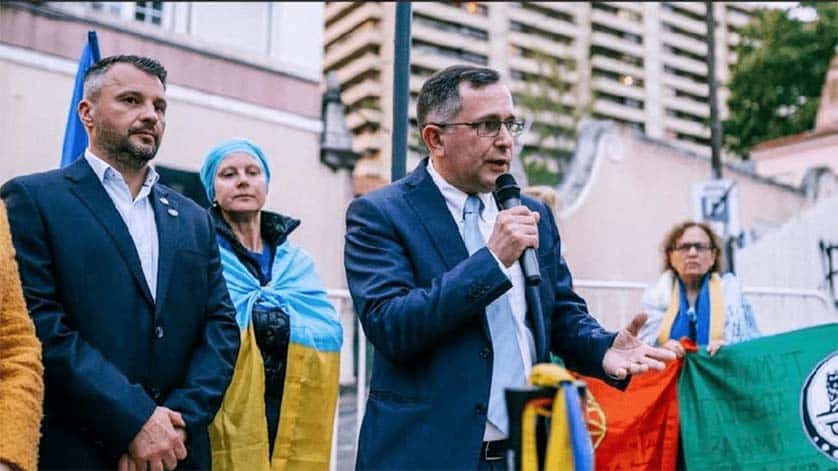 Pavlo Sadokha in April, when his association presented a letter to visiting president of Brazil, Lula da Silva, stressing that "any fair peace agreement proposed by the Russian Federation will end up in concentration camps for the destruction of the Ukrainian nation with the silent symbol “Z”.