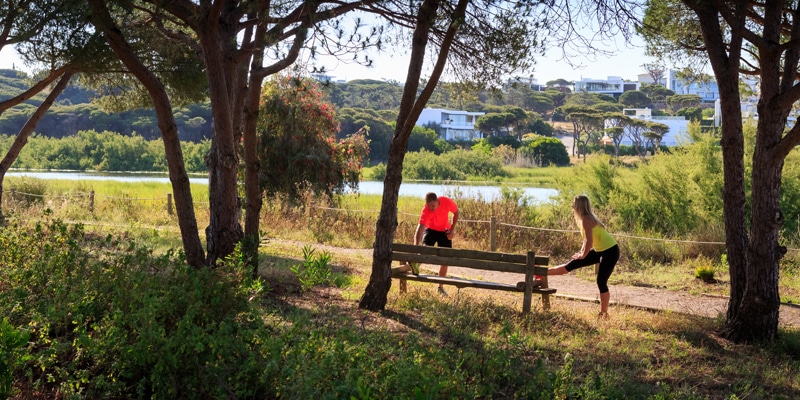 People working out outside as part of a quest for wellness havens trend that helps explain real estate investment in Portugal