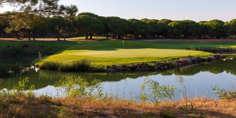View of the lake and golf course next to Vale Real at Vale do Lobo