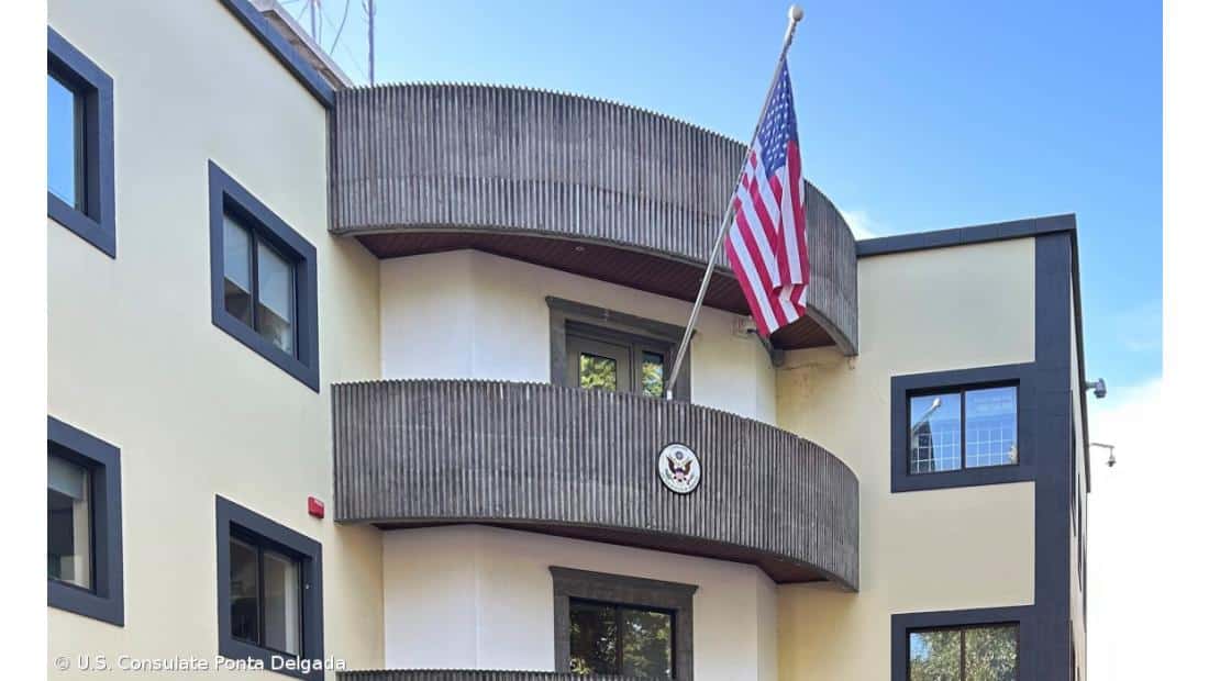 The US consulate flying the flag in Ponta Delgada