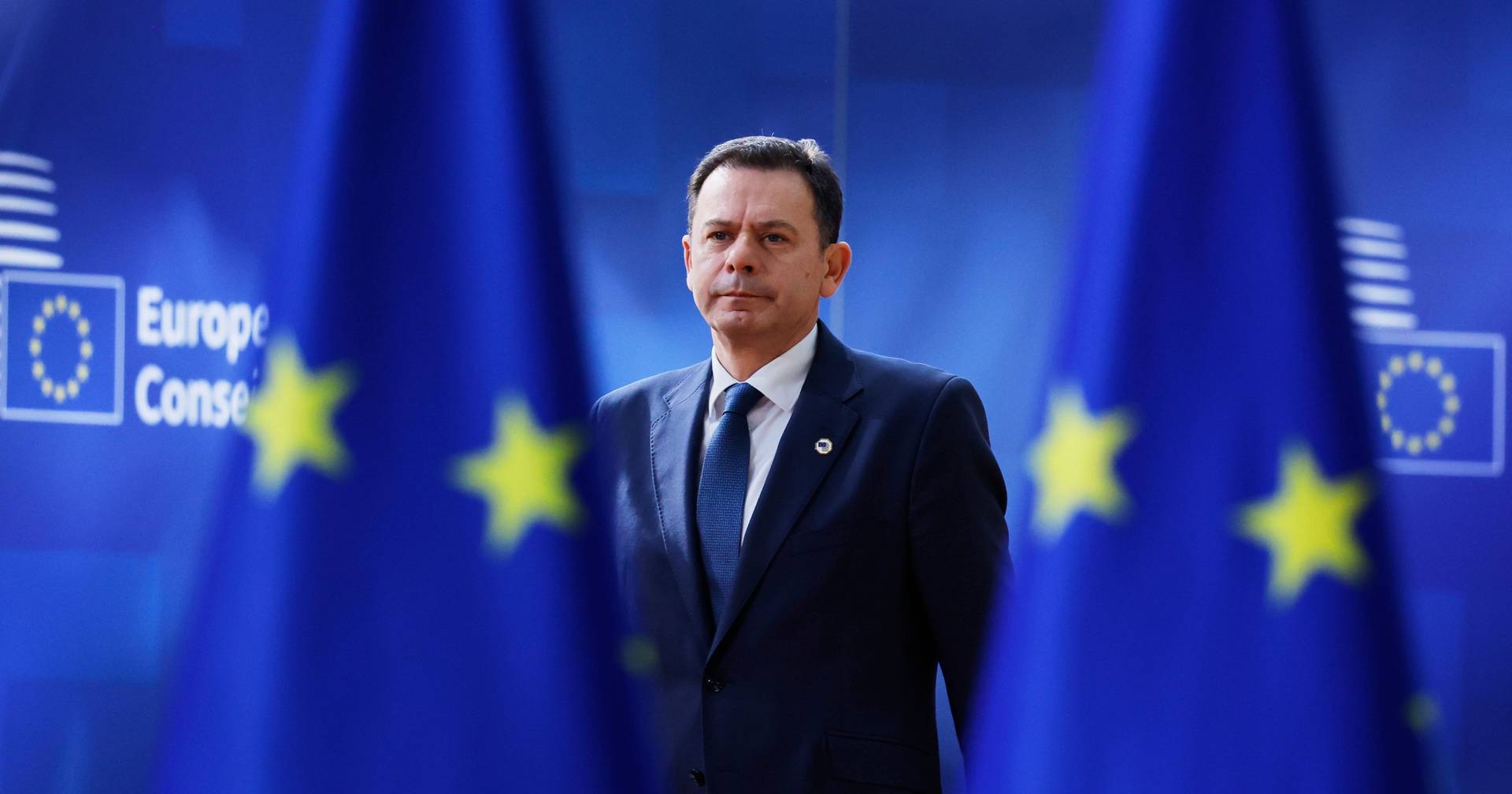 Flying the flag in Brussels today: it's business as usual for the prime minister