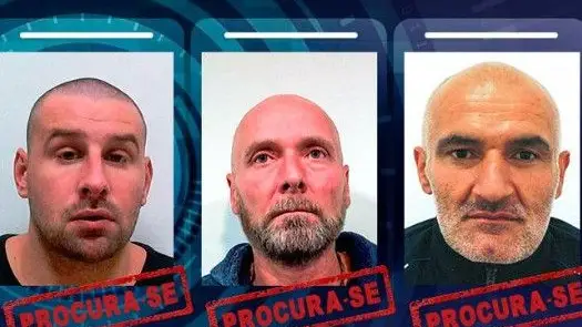 Sergili Farjiani (right) is to remain in Italy, behind bars, while fellow escapees Rodolfo Lohrmann (centre) and Mark Roscaleer (left) are in process of being extradited to Portugal from Spain. Image: PJ
