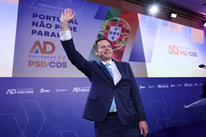 Image of PM presenting AD's electoral programme in Lisbon: Image: Miguel A Lopes/ Lusa
