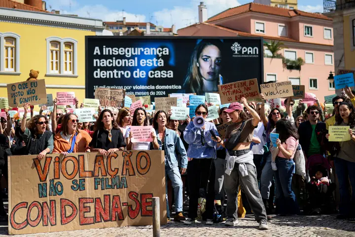 Today's protest in Lisbon. Image: Filipe Amorim/ Lusa