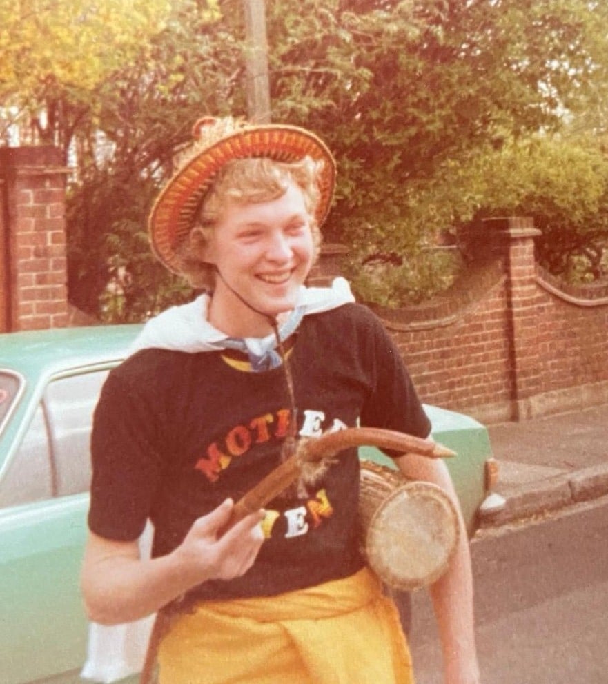 A younger Dirk in fancy dress