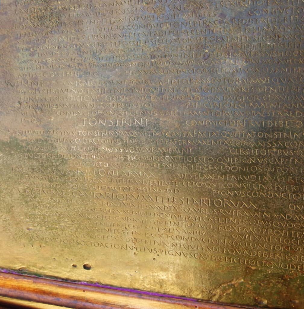 Bronze plaque circa 200 AD – regulations for mining