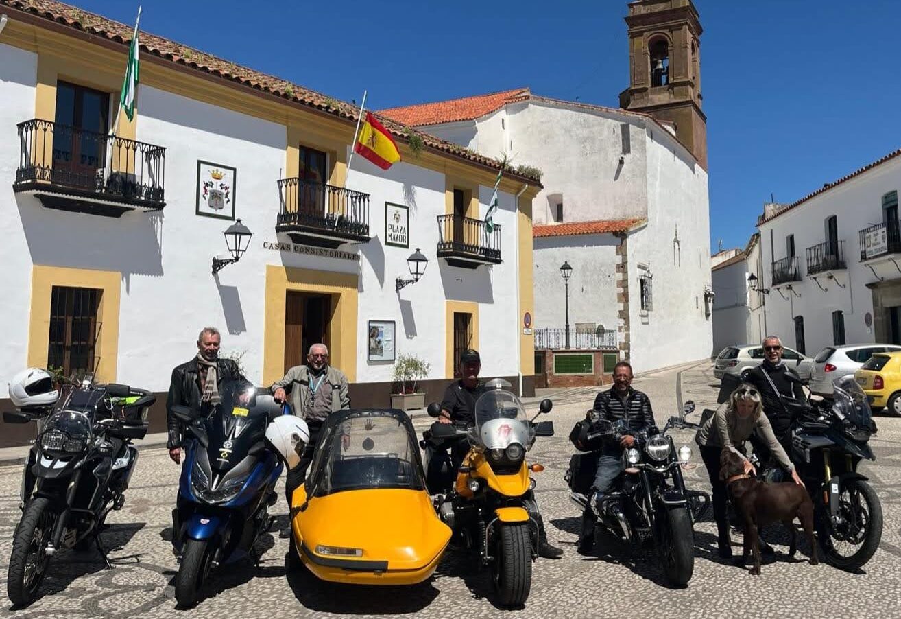 From left, Walter Kollert, tour leader, David Shirley, ASB organiser, Tus Gentes, Pete Thomas, Carina Dürr (with the local dog) and Thomas Kühne