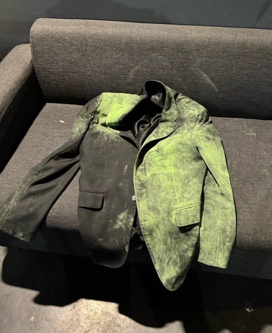 Politics is a messy business: Rui Rocha's jacket after a visit from the anti-fossil brigade