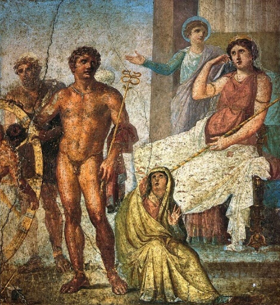 Mercury, Juno, Vulcan and Nephele. Fresco, Pompeii, c. 70 AD