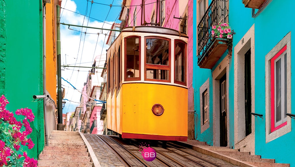 A tram in Lisbon where Blevins Franks have an office