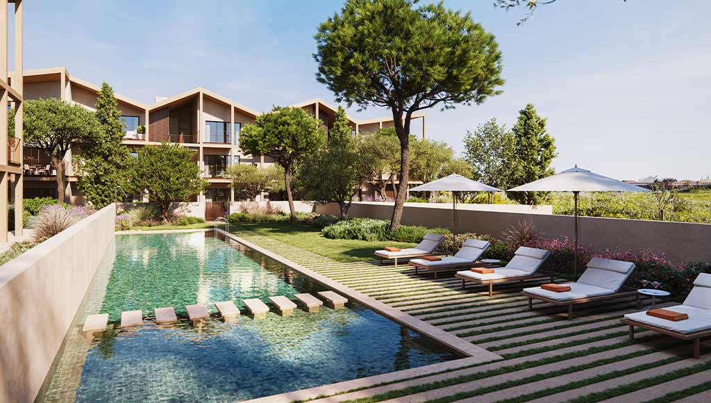 View of the space around the Nobilus Pool in Vilamoura