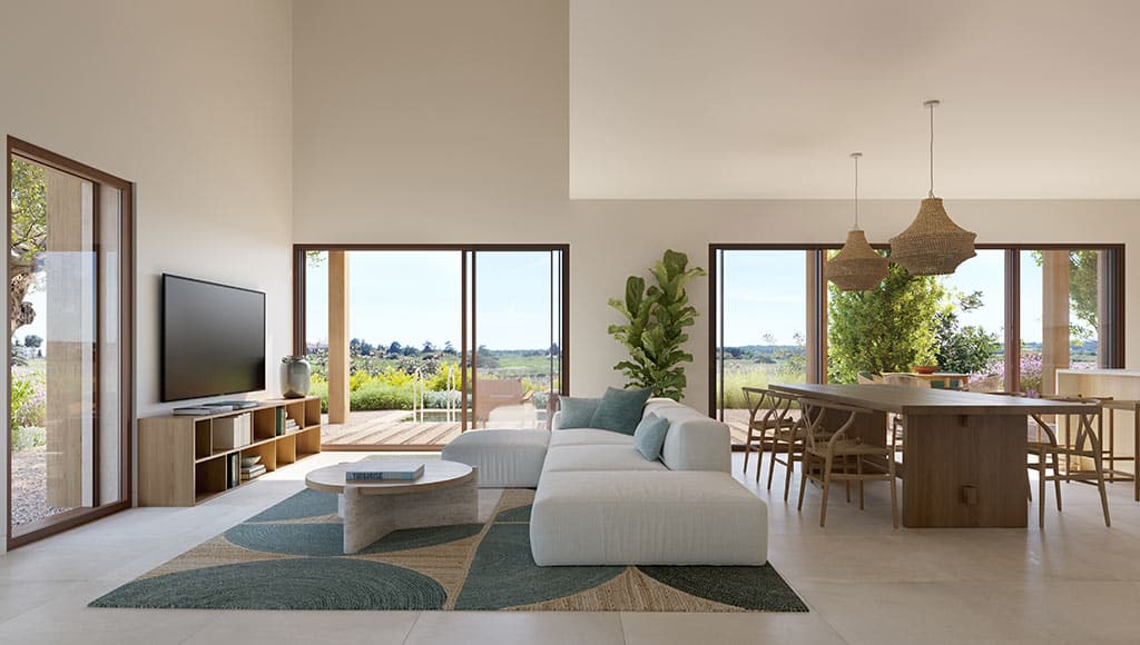 The living room at one of the 4-bedroom Nobilus apartments in Vilamoura
