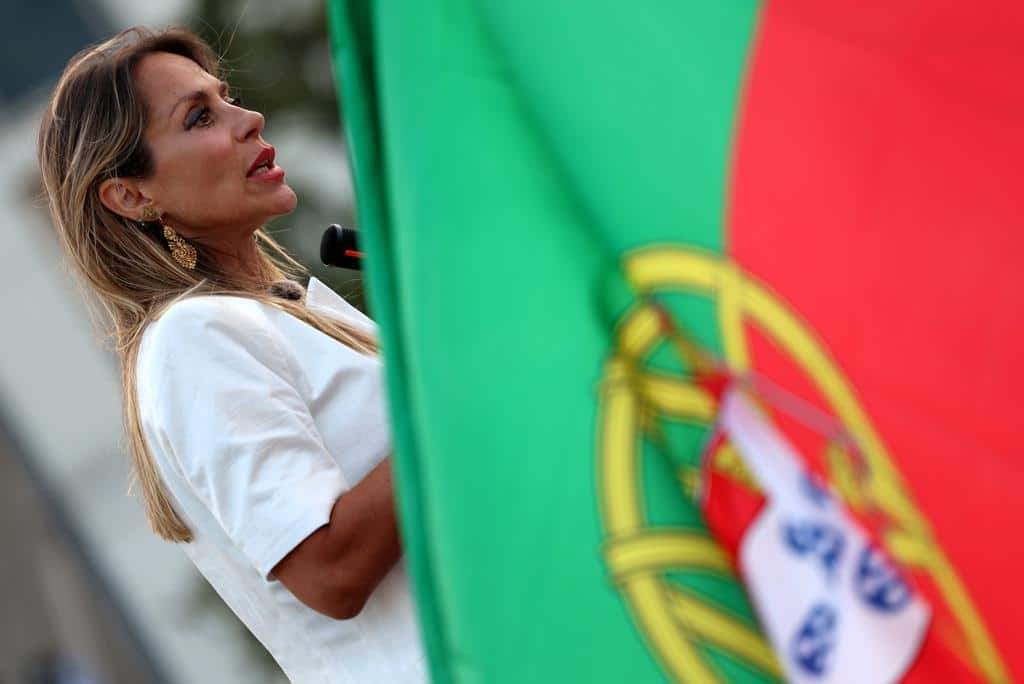 Joana Amaral Dias presenting her candidacy for President of the Republic. Image: Tiago Petinga/ Lusa