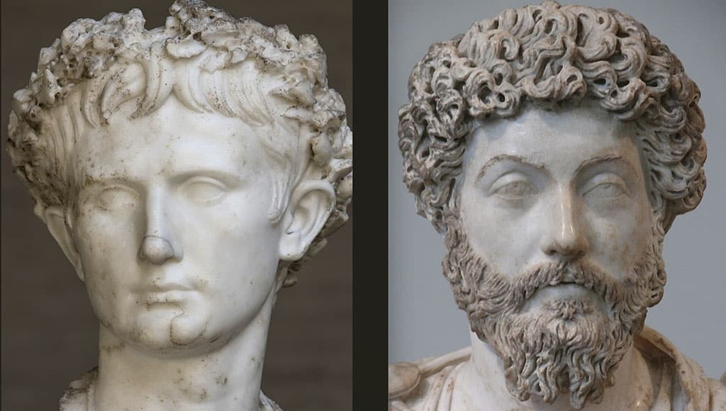 Emperor Augustus (left) and Emperor Marcus Aurelius