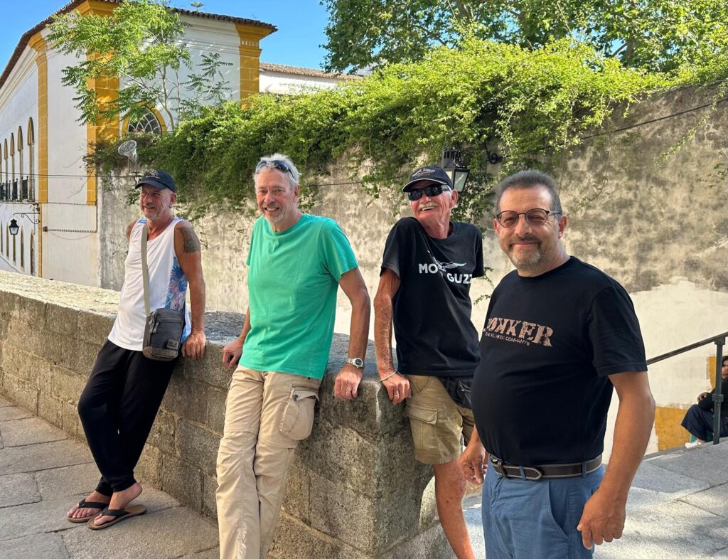 Saying farewell in Évora after a wonderful bike tour. From left: Tus, Walter, Johannes, Peter. Photo: Huw Chivers