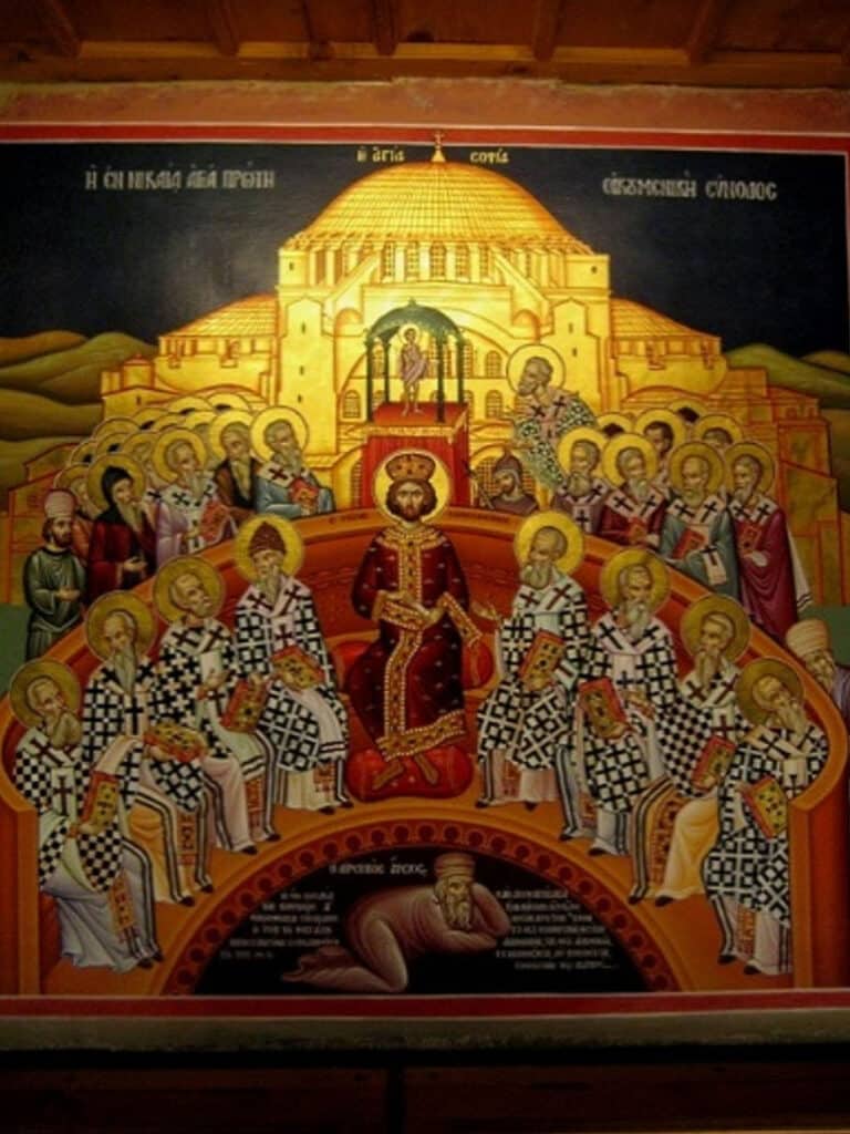 The Council of Nicea - Arias seated at the feet of the Emperor Constantine